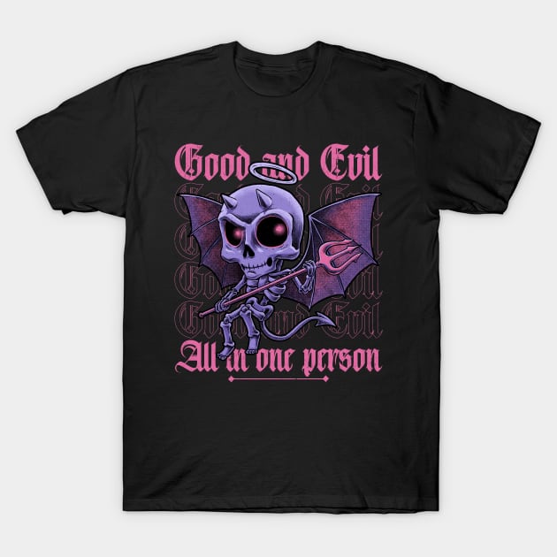 Good and Evil - Funny Diabolical Skull T-Shirt by Studio Mootant